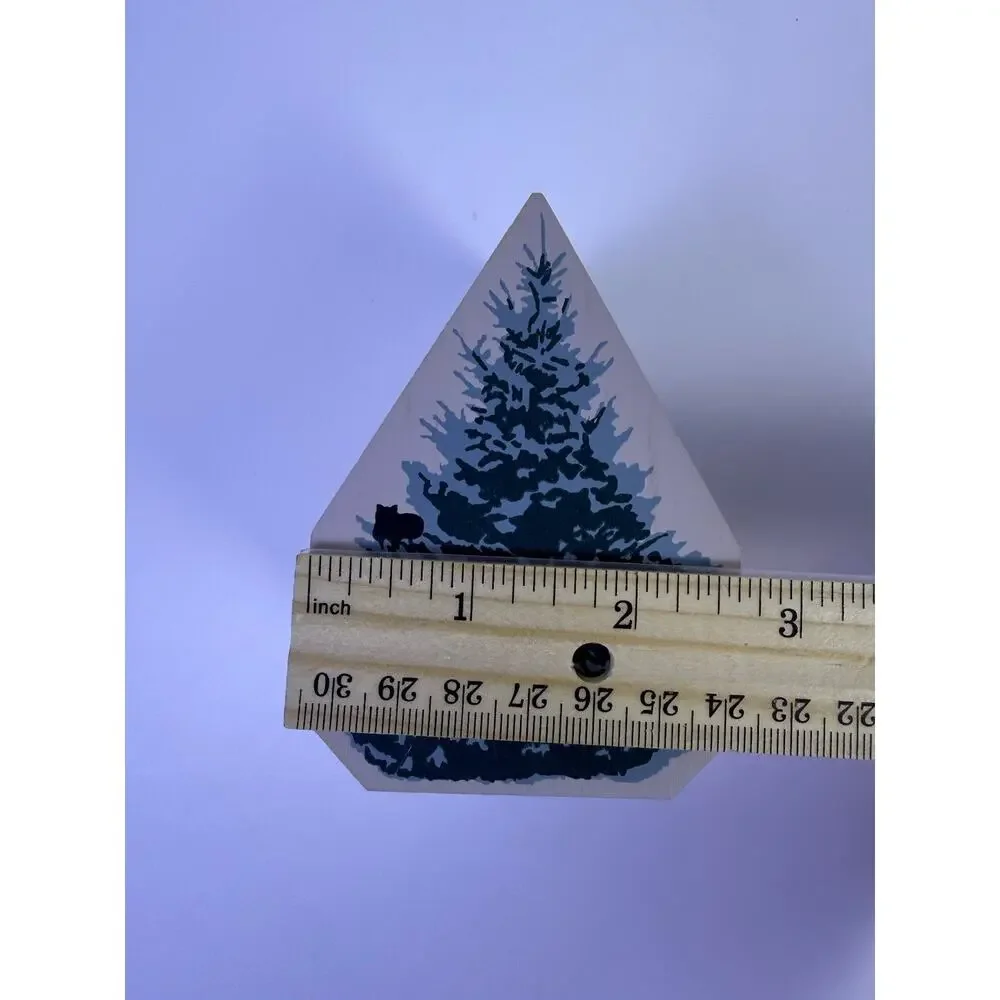 Cat’s Meow Set Of 4 Blue Spruce Wooden Village Accessory Winter Christmas Scene